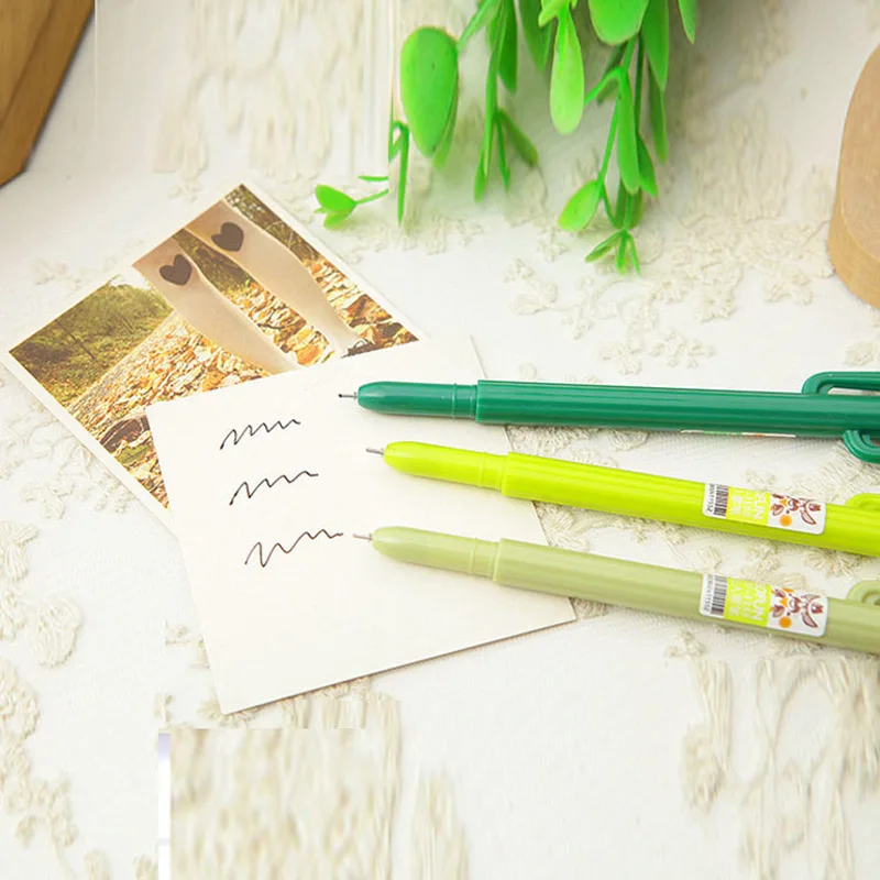 Cactus Kawaii Gel Pens Novelty Green Plants School Stationery