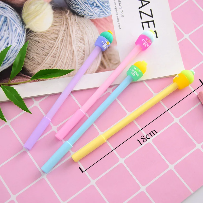Cactus Kawaii Gel Pens Novelty Green Plants School Stationery