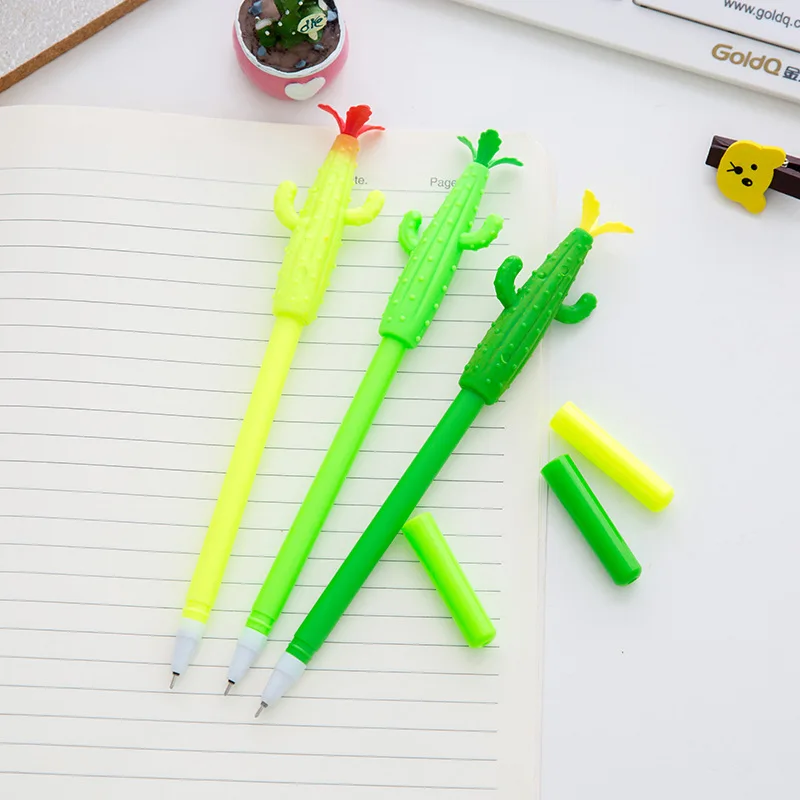 Cactus Kawaii Gel Pens Novelty Green Plants School Stationery