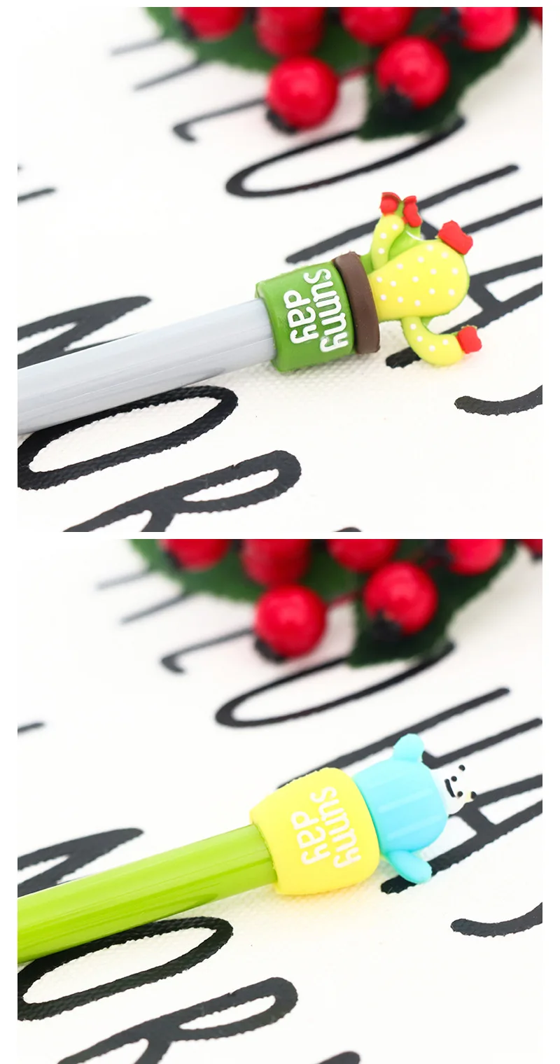 Cactus Kawaii Gel Pens Novelty Green Plants School Stationery