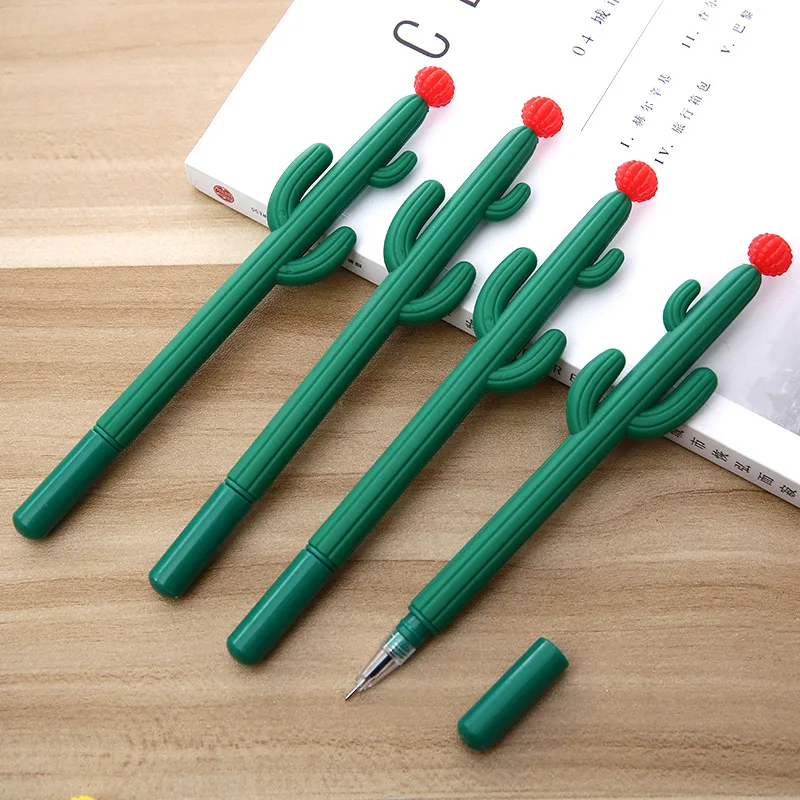 Cactus Kawaii Gel Pens Novelty Green Plants School Stationery