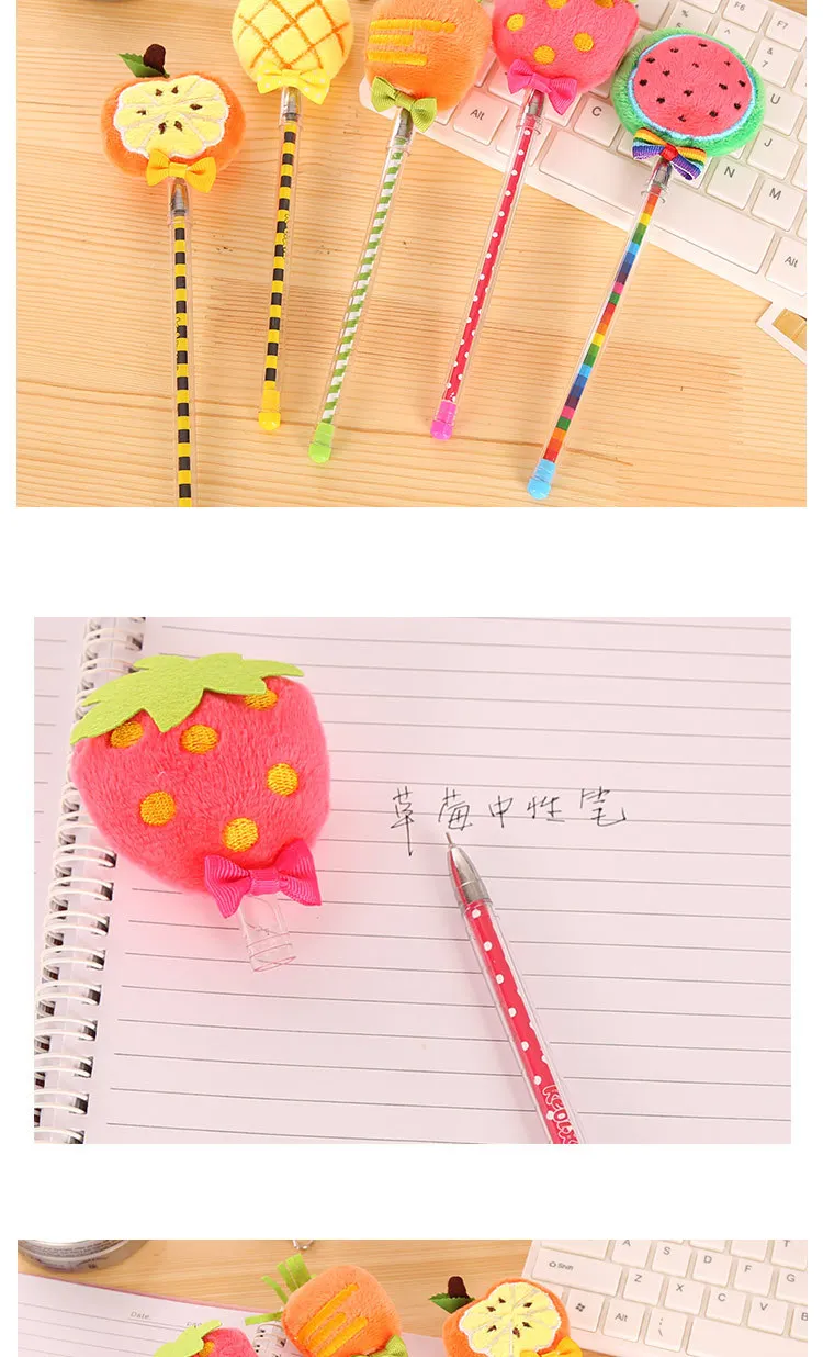 Kawaii Fruit Hairball Candy Color Gel Pens