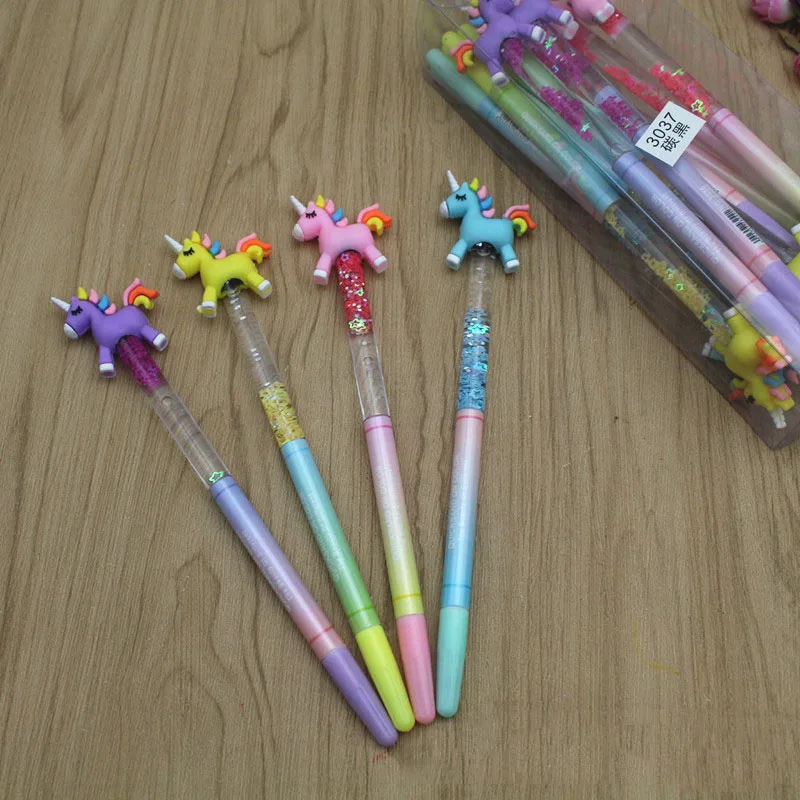 Kawaii Unicorn Quicksand Sequins Stationery Gel Pen For Kids