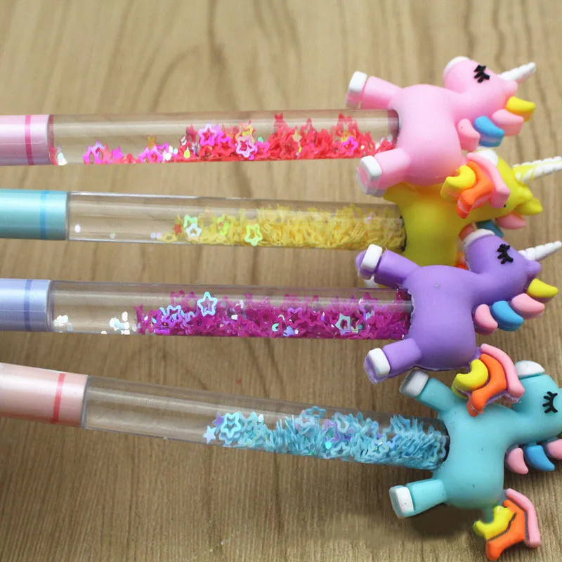 Kawaii Unicorn Quicksand Sequins Stationery Gel Pen For Kids