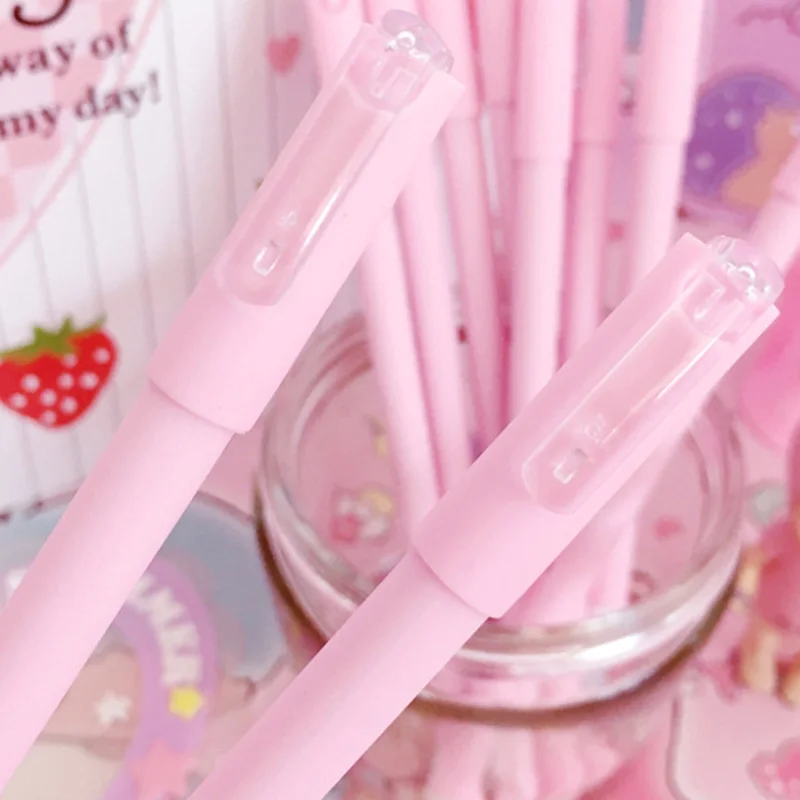 Kawaii Frosted Pink Stationery Neutral Plastic Gel Pen