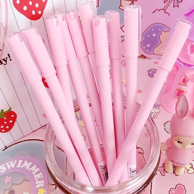 Kawaii Frosted Pink Stationery Neutral Plastic Gel Pen