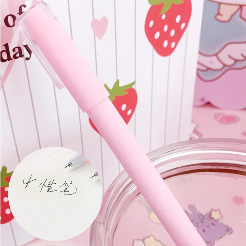 Kawaii Frosted Pink Stationery Neutral Plastic Gel Pen