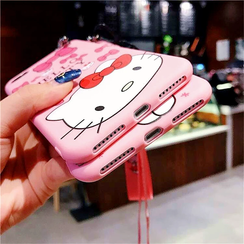Cartoon Hello Kitty Lanyard Phone Case For iPhone