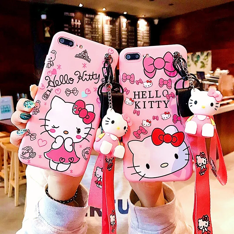 Cartoon Hello Kitty Lanyard Phone Case For iPhone