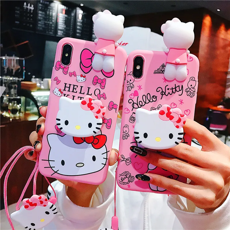 Hello Kitty Cartoon Doll Phone Case With Strap Hello Kitty Cartoon Doll Phone Case With Strap