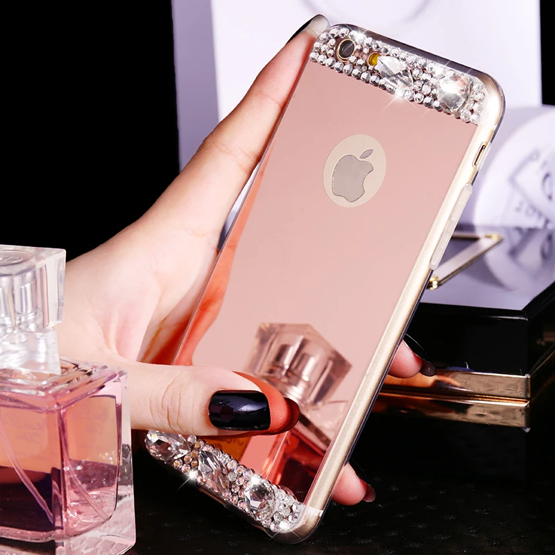 Hello Kitty Luxury Phone Case Cover For for iPhone X XR XA Max Mirror Diamond Case for iPhone 7 8 Plus 6 6S Plus 55S With Ring Stand