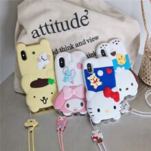 My Melody Hello Kitty 3D Cartoon Soft Silicone Phone Case With Lanyard My Melody Hello Kitty 3D Cartoon Soft Silicone Phone Case With Lanyard