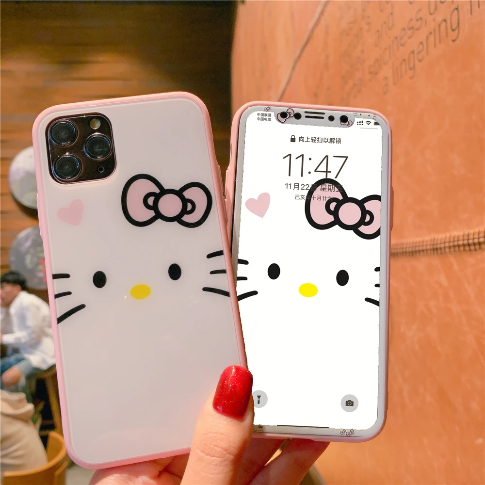 Hello Kitty Cartoon Tempered Glass Two-Piece Phone Case