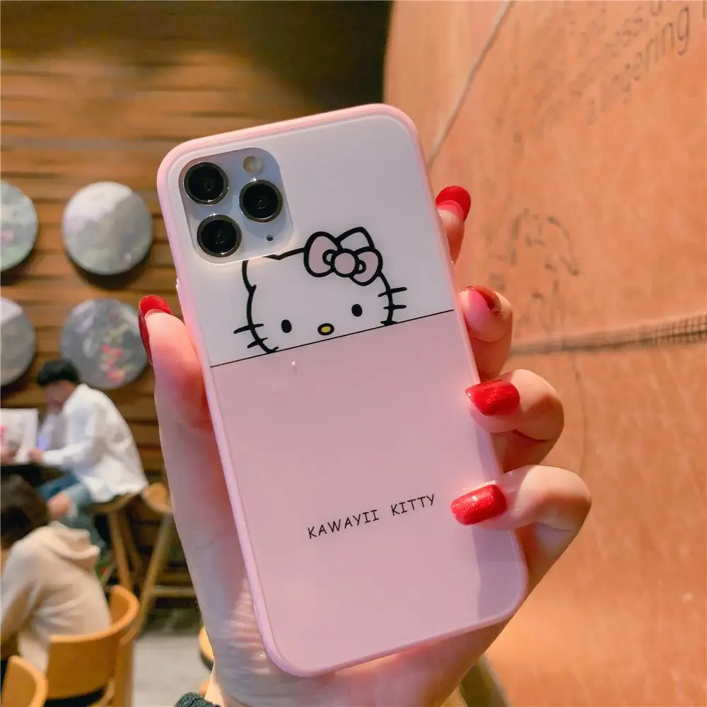 Hello Kitty Cartoon Tempered Glass Two-Piece Phone Case