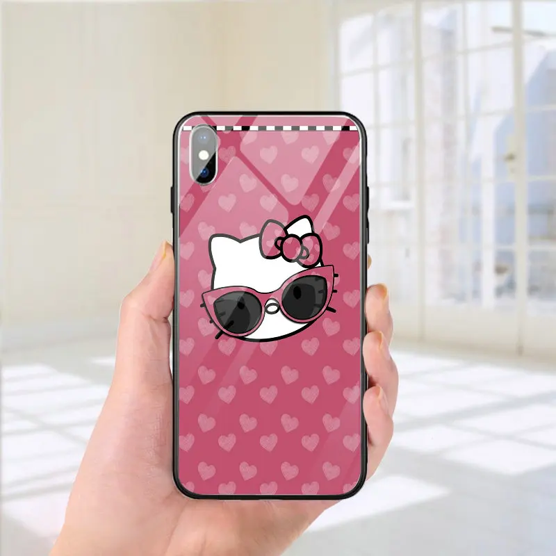 Hello Kitty Cat Style Tempered Glass Phone Cases Hello Kitty Cat Style Tempered Glass Phone Cases