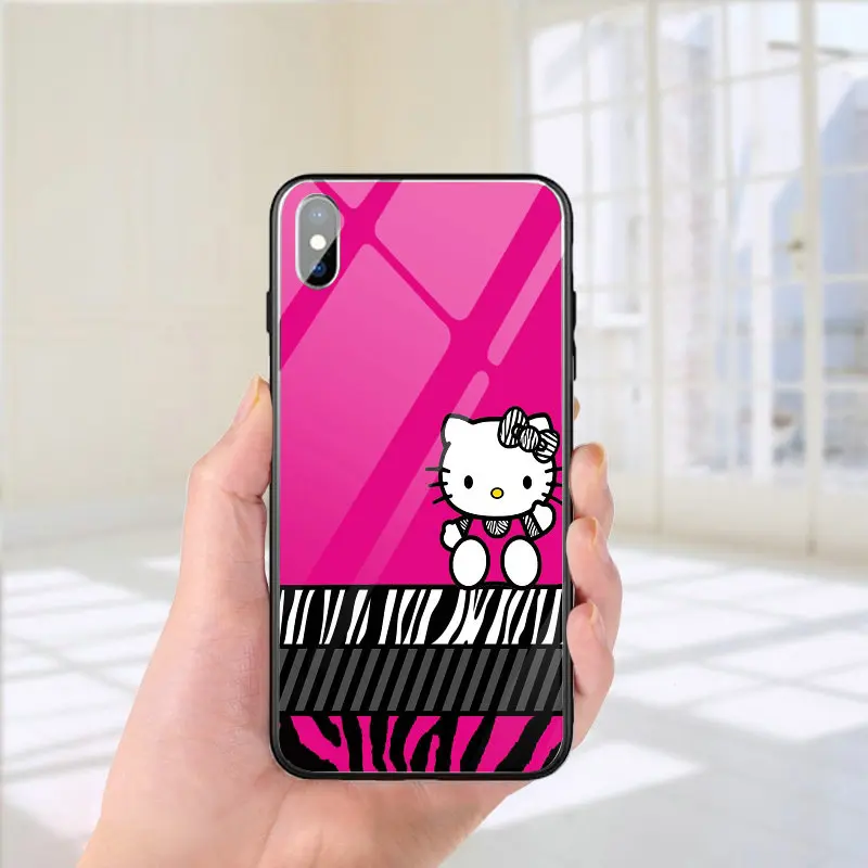 Hello Kitty Cat Style Tempered Glass Phone Cases Hello Kitty Cat Style Tempered Glass Phone Cases