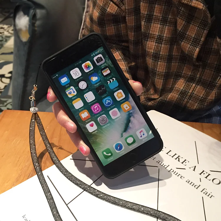 Hello Kitty Cat Cartoon Mirror Matte Soft Phone Cases With Strap