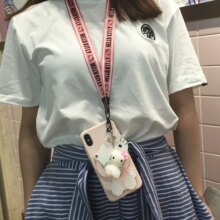 Hello Kitty Cat Cartoon Mirror Matte Soft Phone Cases With Strap Hello Kitty Cat Cartoon Mirror Matte Soft Phone Cases With Strap