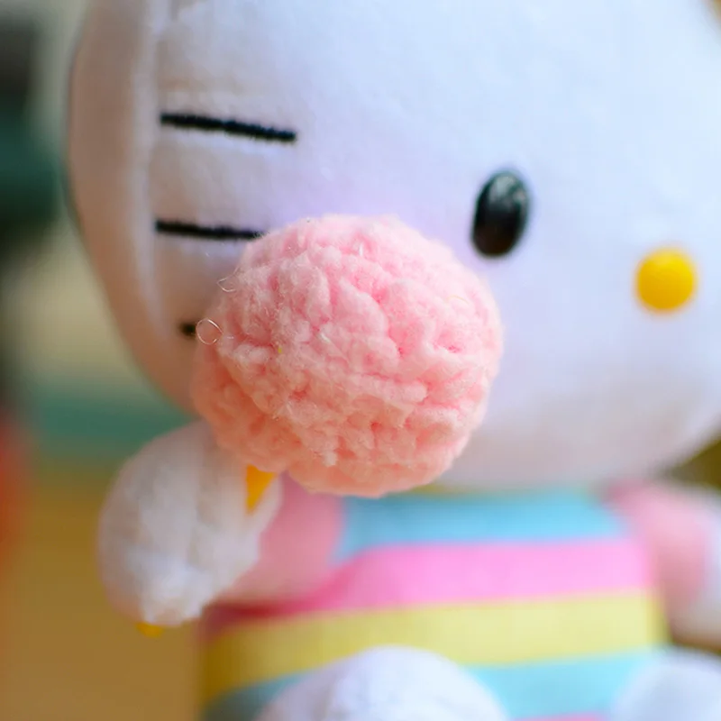Hello Kitty Bow Cartoon Rainbow Candy Pattern Plush Toys