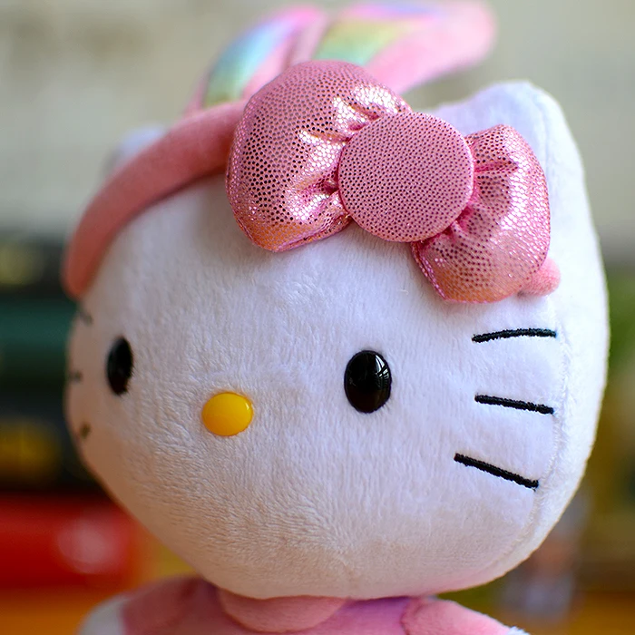 Hello Kitty Bow Cartoon Rainbow Candy Pattern Plush Toys