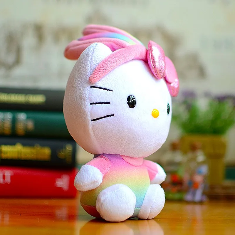 Rainbow Pattern Hello Kitty Bunny Ears Plush Kawaii Dolls