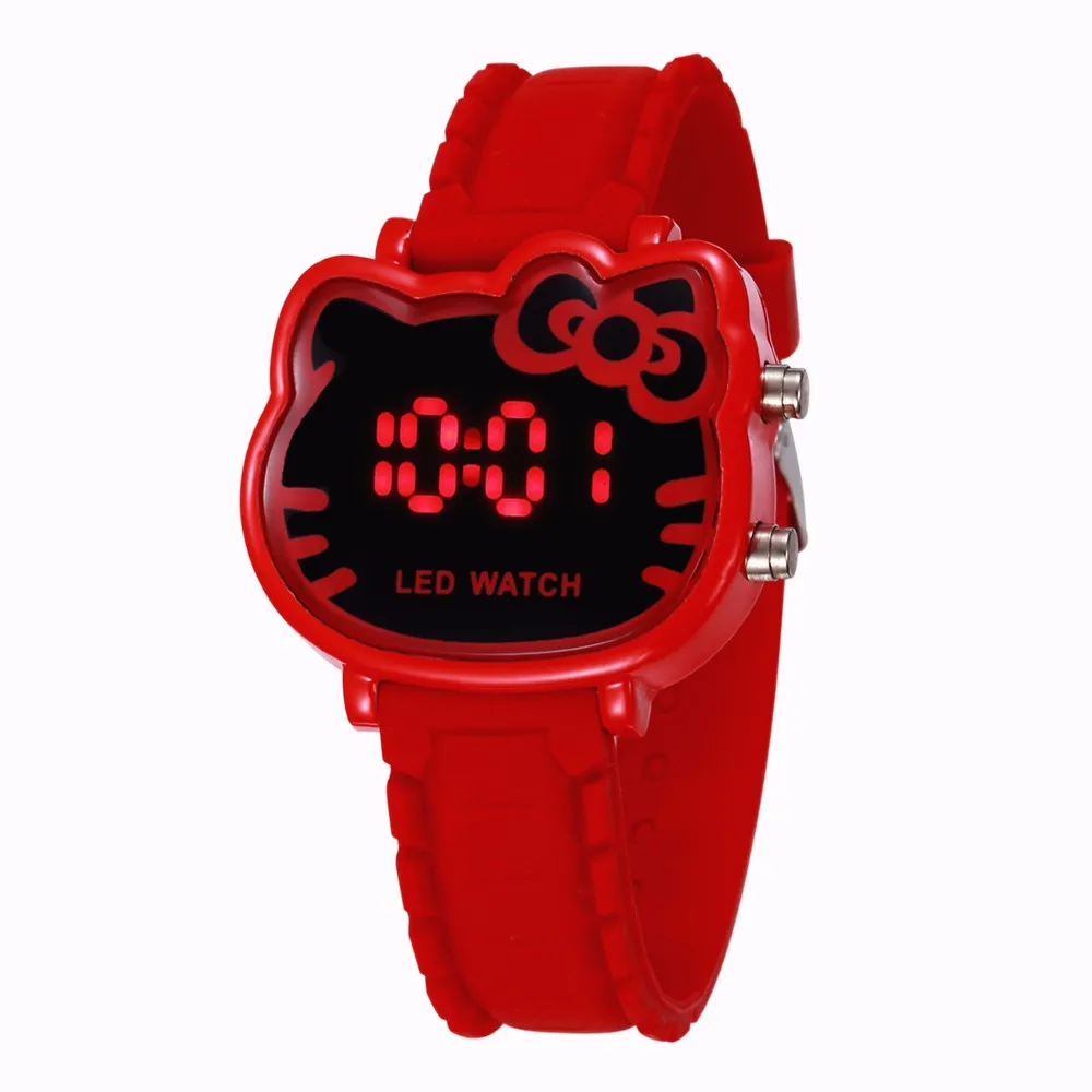 Cartoon Hello Kitty Design LED Silica Gel Kawaii Wrist Watch