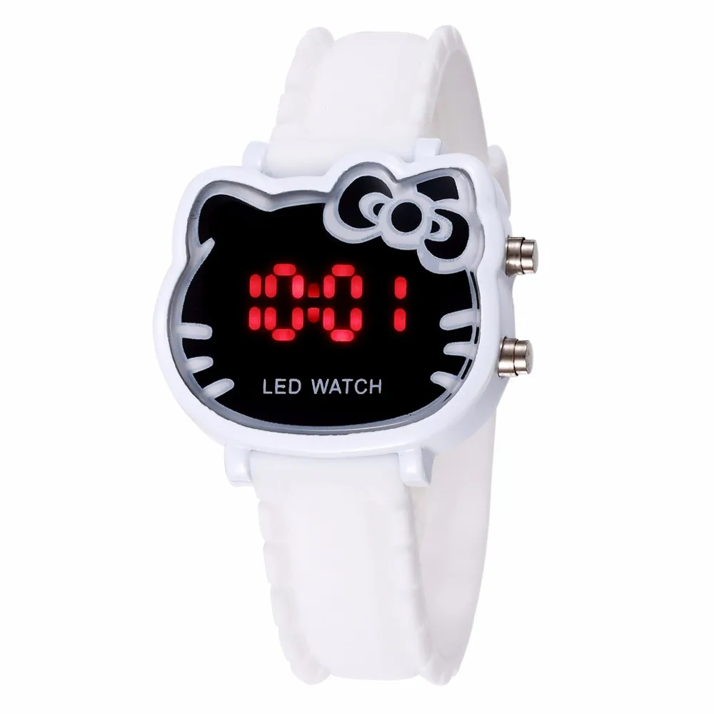 Cartoon Hello Kitty Design LED Silica Gel Kawaii Wrist Watch