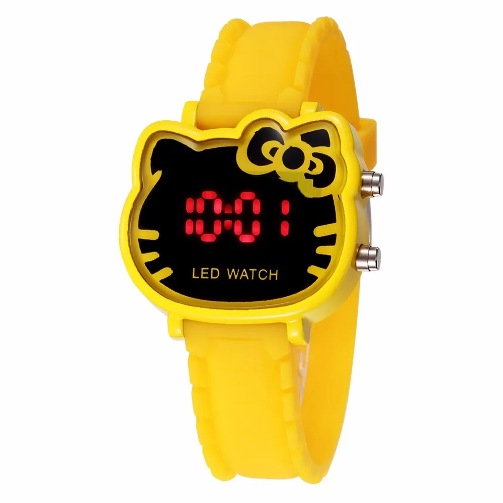 Cartoon Hello Kitty Design LED Silica Gel Kawaii Wrist Watch