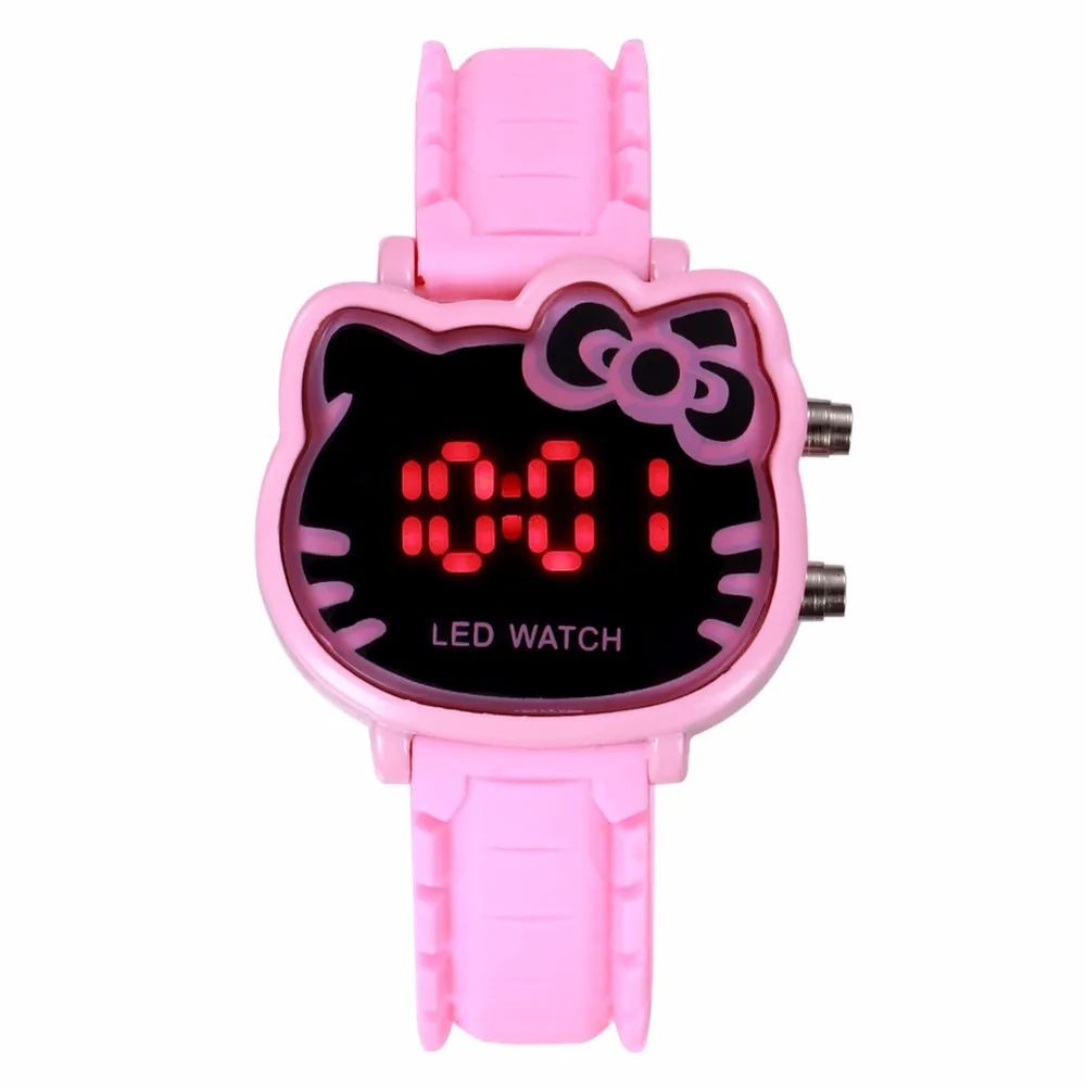 Cartoon Hello Kitty Design LED Silica Gel Kawaii Wrist Watch