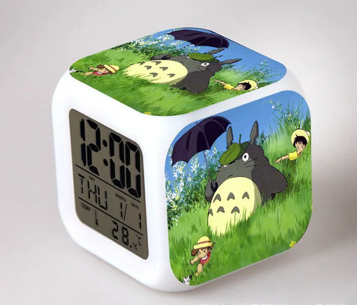 Totoro Anime LED Color Flash Digital Alarm Clocks