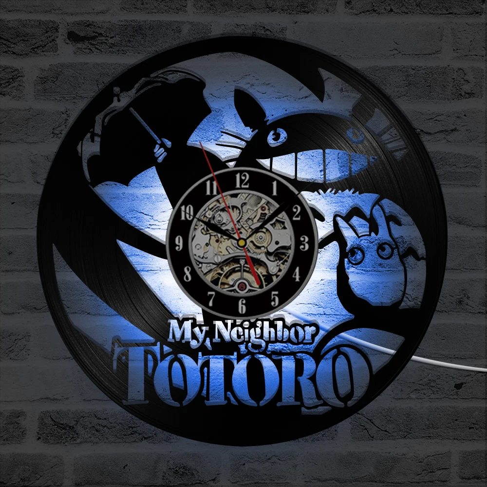 My Neighbor Totoro Cartoon Black Wall Clock