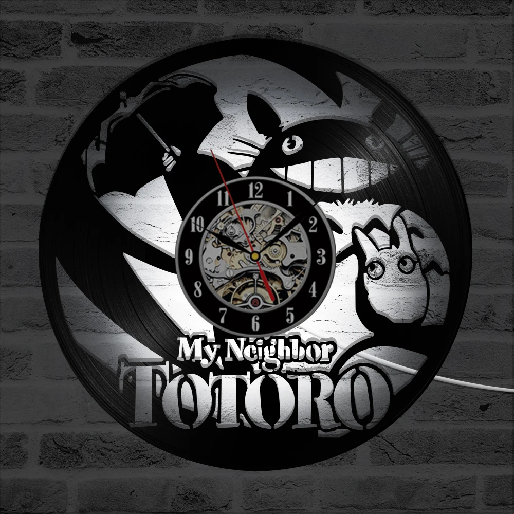 My Neighbor Totoro Cartoon Black Wall Clock