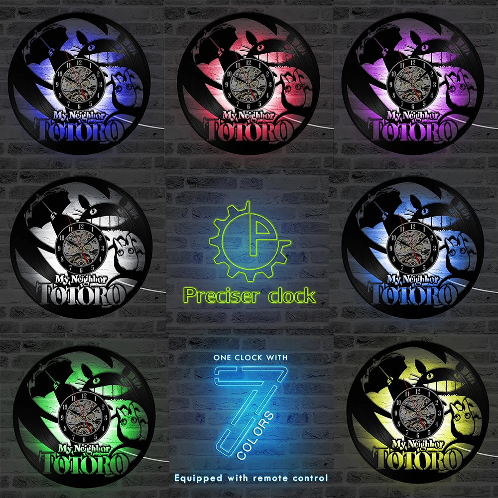 My Neighbor Totoro Cartoon Black Wall Clock