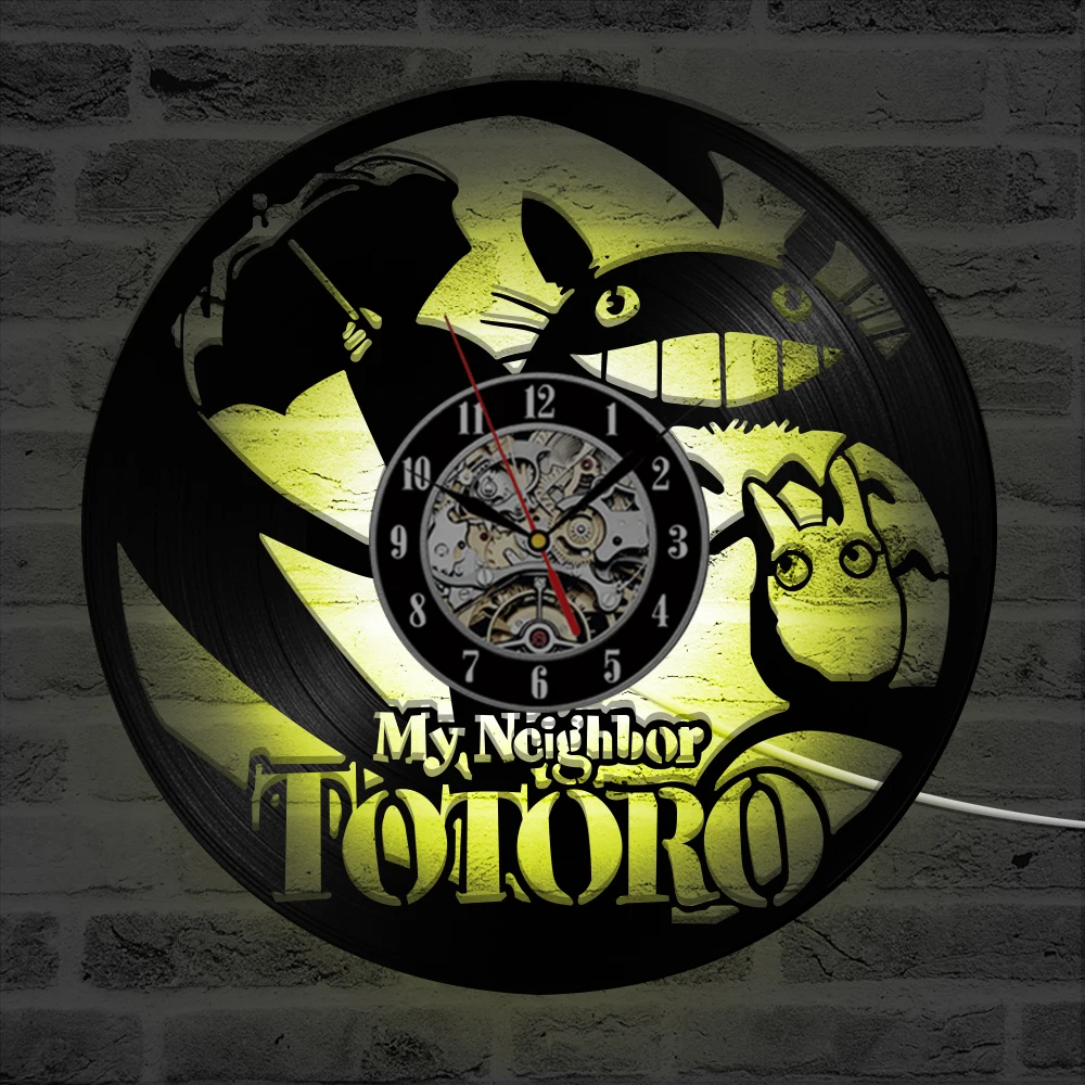 My Neighbor Totoro Cartoon Black Wall Clock