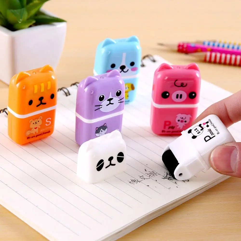 Cartoon Style Stationery Roller/Colorful Rectangle Rubber Eraser