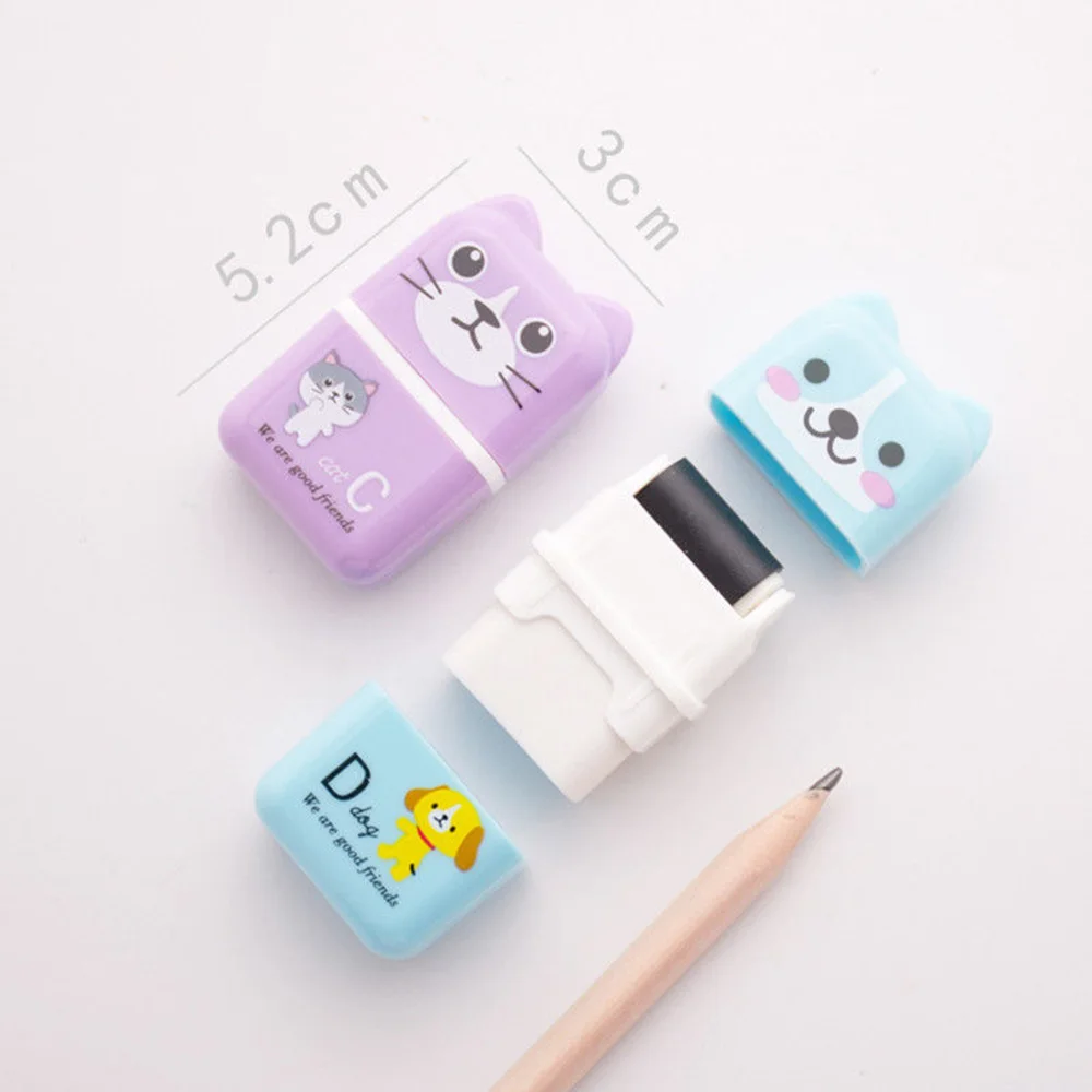 Cartoon Style Stationery Roller/Colorful Rectangle Rubber Eraser