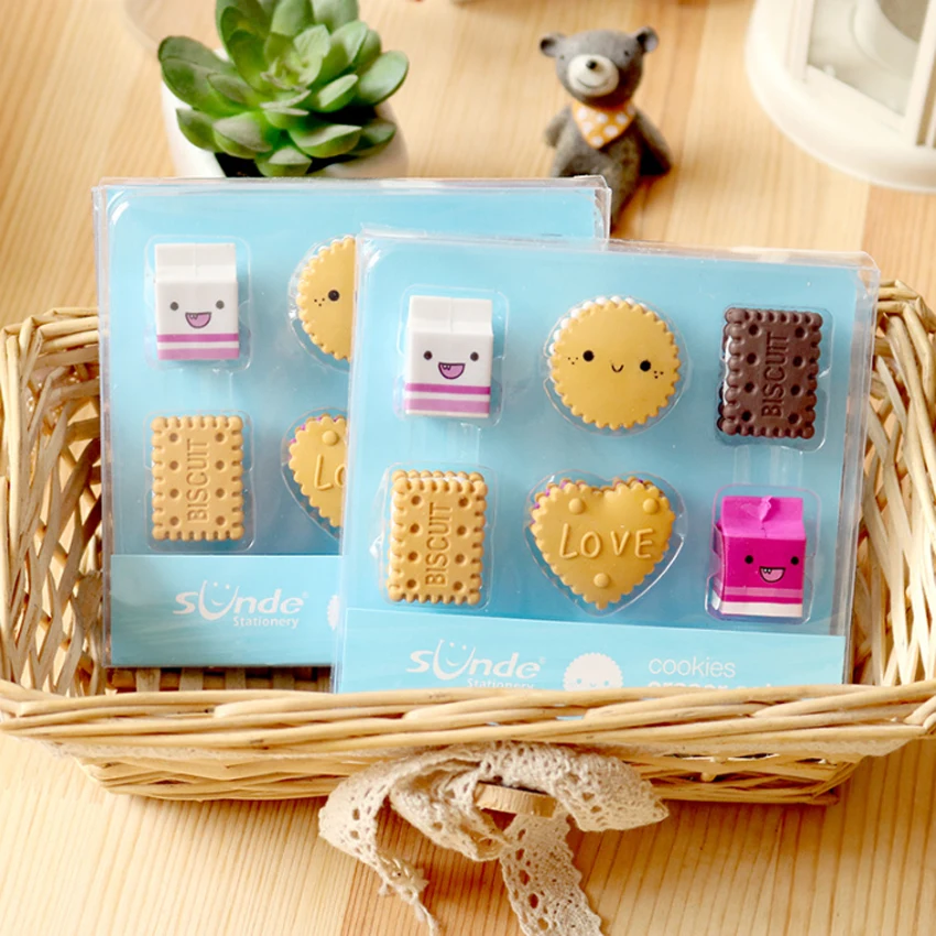 Kawaii Milk Biscuit Cartoon Stationery Boxed Eraser