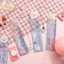 Cartoon Sequin Mermaid Print Glitter Ruler With a Pendant Cartoon Sequin Mermaid Print Glitter Ruler With a Pendant