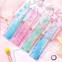Cartoon Sequin Mermaid Print Glitter Ruler With a Pendant Cartoon Sequin Mermaid Print Glitter Ruler With a Pendant