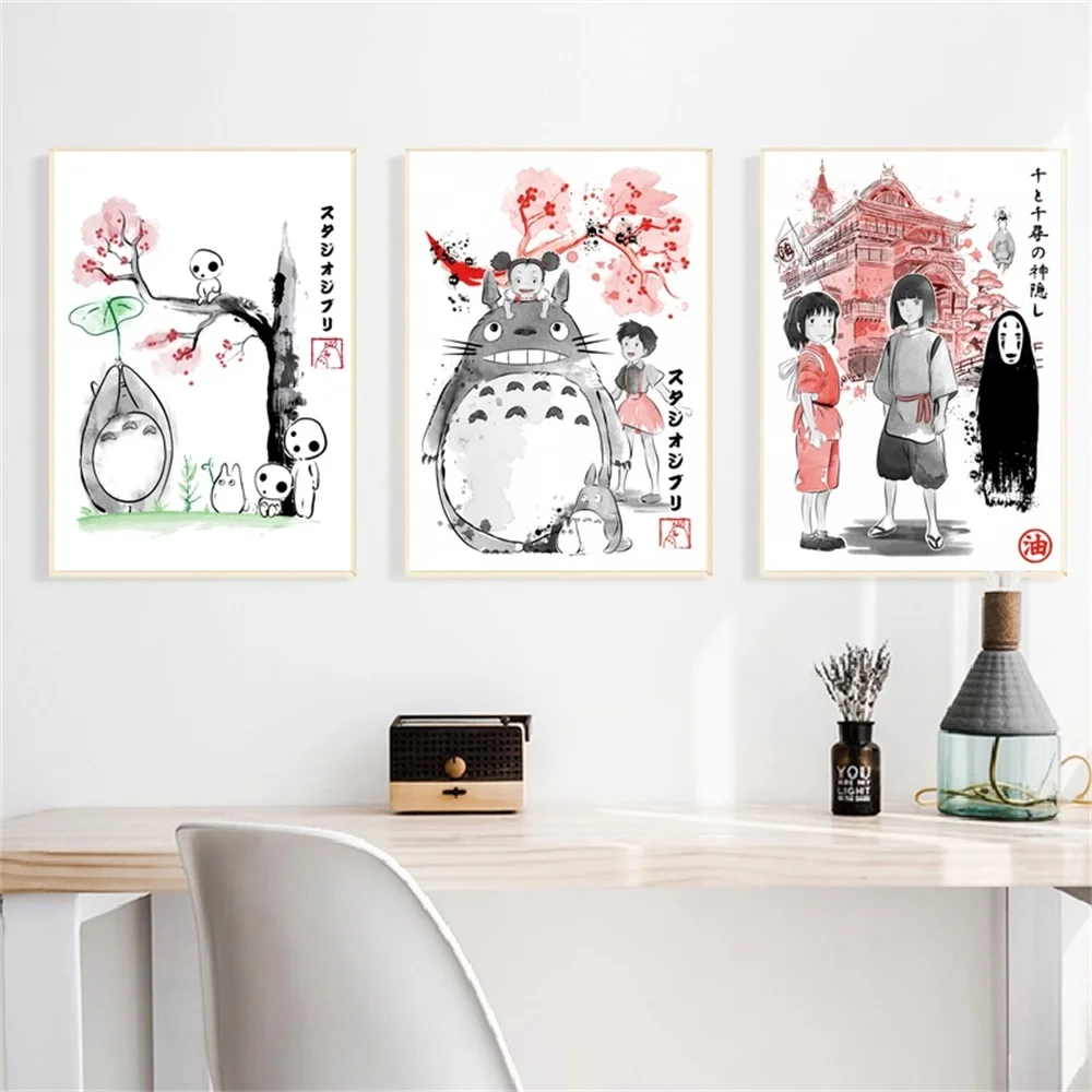 Hayao Miyazaki Totoro Spirited Away Cartoons Wall Art Posters