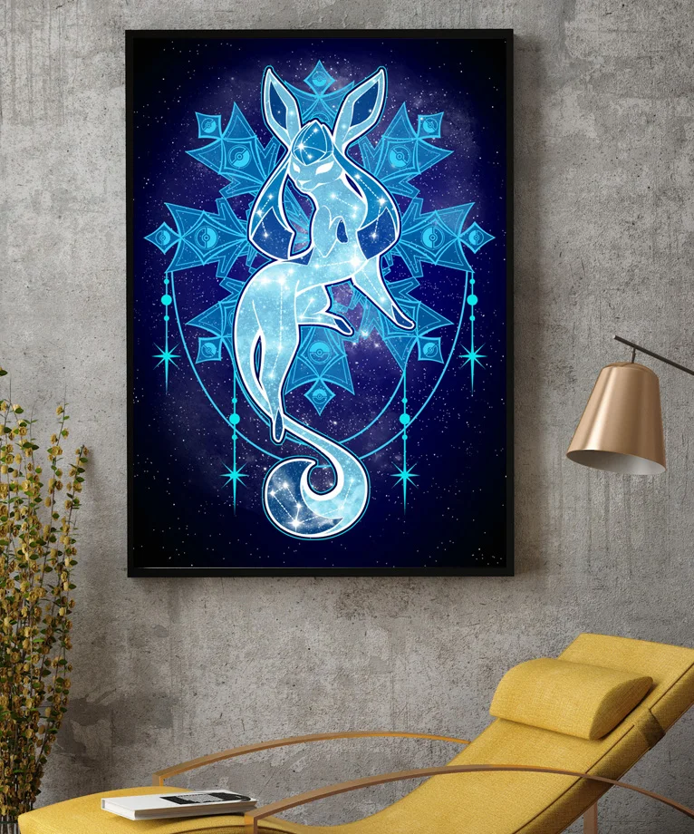 Totoro Pokemon Fox Anime Constellation Style Wall Art Poster