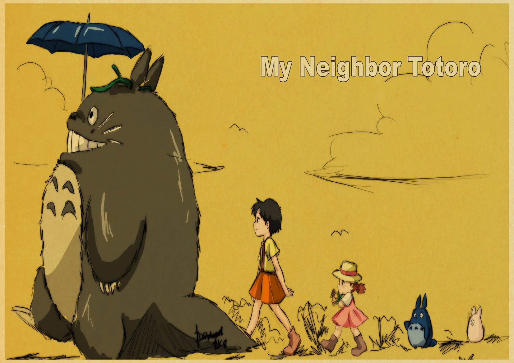 My Neighbor Totoro Anime Craft Paper Room Decor Poster