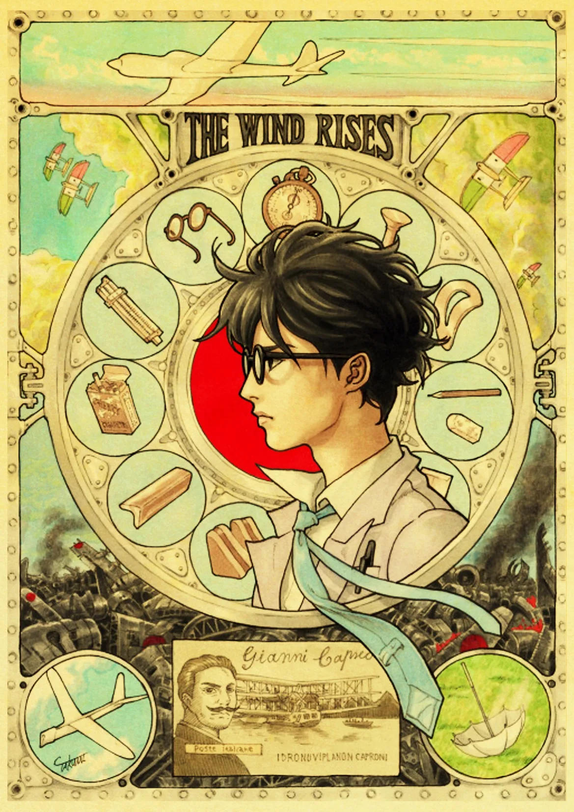 Hayao Miyazaki Totoro Cartoon Painting Wall Art Poster