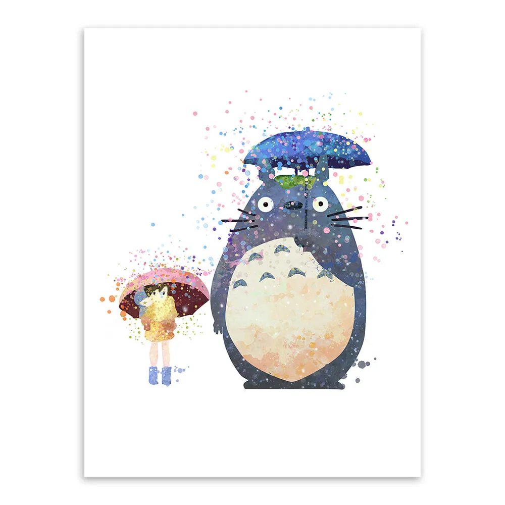 Watercolor Miyazaki Anime Totoro Movie Poster