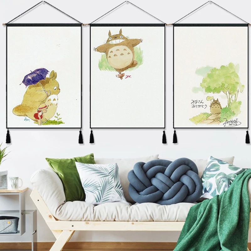 Hayao Miyazaki Totoro Cartoon Painting Home Decor Hanging Poster