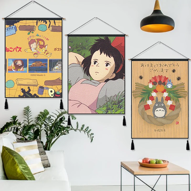 Hayao Miyazaki Totoro Cartoon Painting Home Decor Hanging Poster