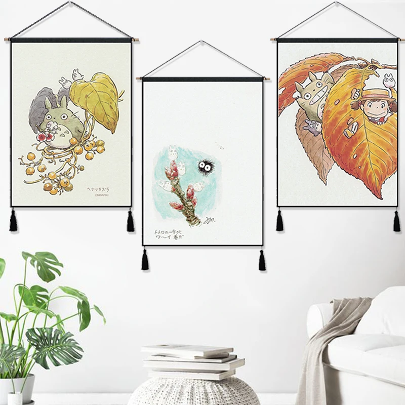 Hayao Miyazaki Totoro Cartoon Painting Home Decor Hanging Poster