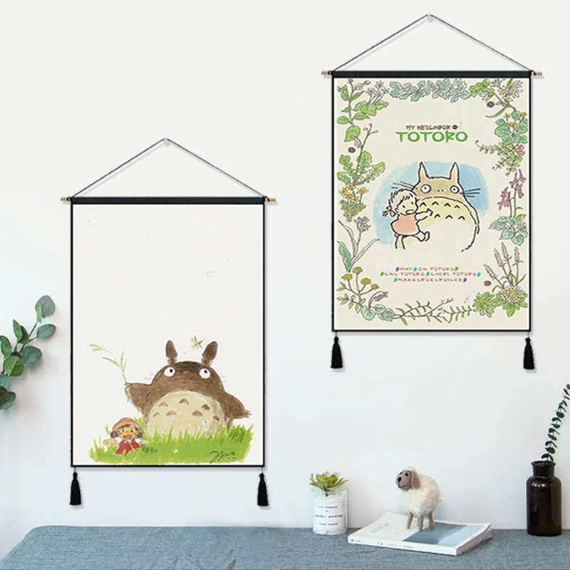 Hayao Miyazaki Totoro Cartoon Painting Home Decor Hanging Poster
