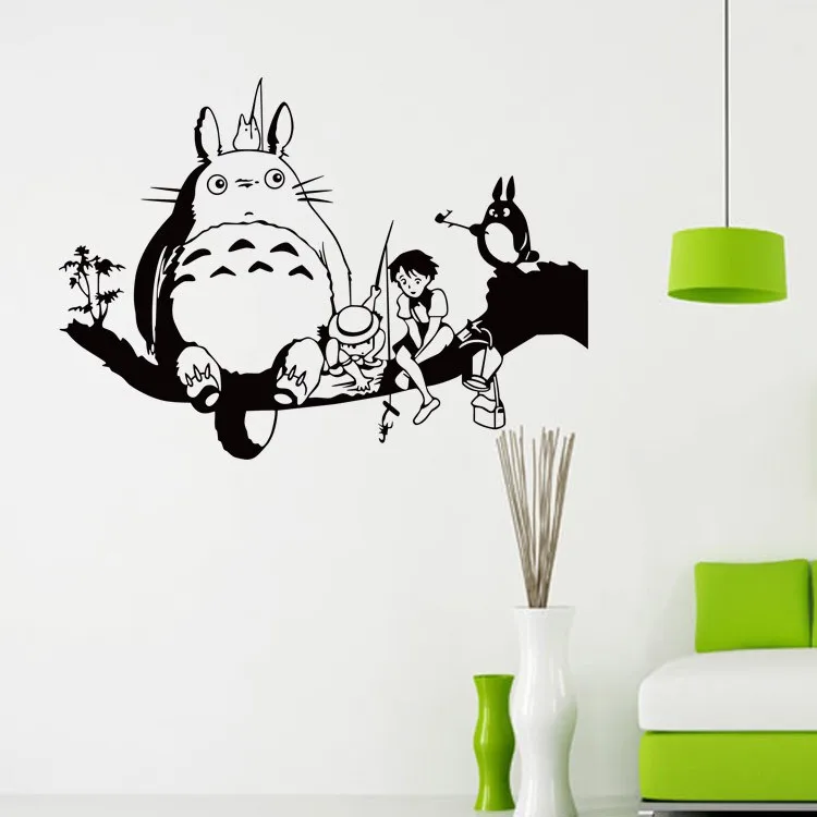 Cartoon Totoro On The Three Bedroom Removable Wall Sticker