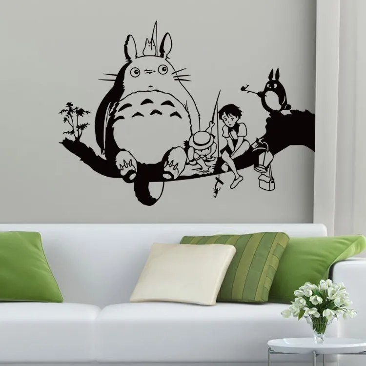 Cartoon Totoro On The Three Bedroom Removable Wall Sticker